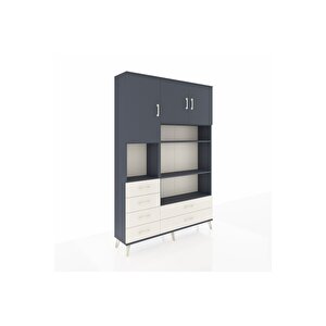 Arges Dolap 9 Raflı 6 Çekmeceli 3 Kapaklı 132x30x195 Antrasit-antrasit/aytaşı