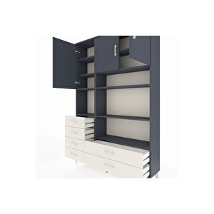 Arges Dolap 9 Raflı 6 Çekmeceli 3 Kapaklı 132x30x195 Antrasit-antrasit/aytaşı