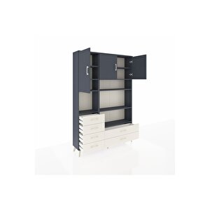 Arges Dolap 9 Raflı 6 Çekmeceli 3 Kapaklı 132x30x195 Antrasit-antrasit/aytaşı