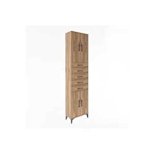 Arges Dolap 4 Raflı 5 Çekmeceli 4 Kapaklı 60x30x243 Çam-çam