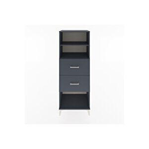 Hyperion Dolap 2 Raflı 2 Çekmeceli 60x44x163 Antrasit-antrasit