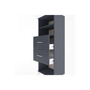 Hyperion Dolap 2 Raflı 2 Çekmeceli 60x44x163 Antrasit-antrasit