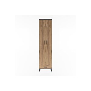 Hyperion Dolap 6 Raflı Tek Çekmeceli 2 Kapaklı 60x44x243 Antrasit-çam