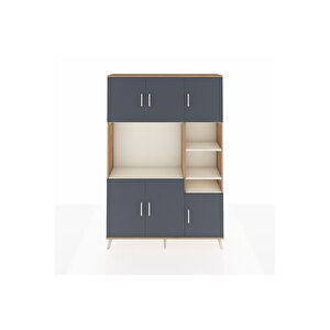 Arges Dolap 10 Raflı 6 Kapaklı 132x30x195 Çam-antrasit/aytaşı