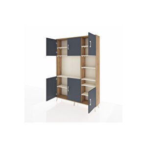 Arges Dolap 10 Raflı 6 Kapaklı 132x30x195 Çam-antrasit/aytaşı