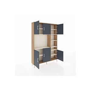 Arges Dolap 10 Raflı 6 Kapaklı 132x30x195 Çam-antrasit/aytaşı