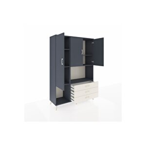 Hyperion Dolap 6 Raflı 3 Çekmeceli 3 Kapaklı 132x44x195 Antrasit-antrasit/aytaşı
