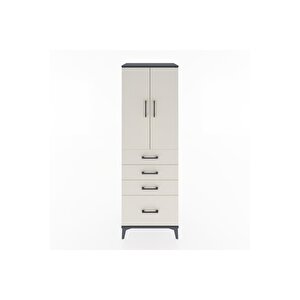 Hyperion Dolap 2 Raflı 4 Çekmeceli 2 Kapaklı 60x44x182 Antrasit-aytaşı