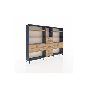 Arges Dolap 8 Raflı 7 Çekmeceli  220x30x163 Antrasit-çam