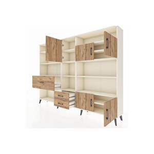 Arges Dolap 13 Raflı 3 Çekmeceli 5 Kapaklı 220x30x163 Aytaşı-çam