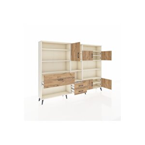 Arges Dolap 13 Raflı 3 Çekmeceli 5 Kapaklı 220x30x163 Aytaşı-çam