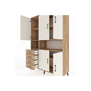 Hyperion Dolap 7 Raflı 4 Çekmeceli 5 Kapaklı 132x44x195 Çam-aytaşı/çam
