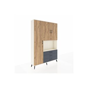 Arges Dolap 6 Raflı 3 Çekmeceli 3 Kapaklı 132x30x195 Aytaşı-çam/antrasit
