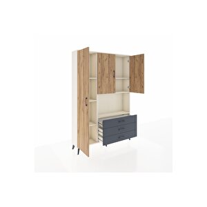 Arges Dolap 6 Raflı 3 Çekmeceli 3 Kapaklı 132x30x195 Aytaşı-çam/antrasit