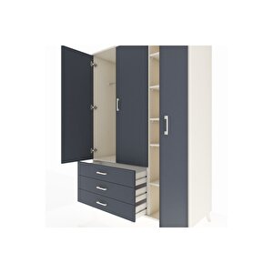 Kronos Dolap 6 Raflı 3 Çekmeceli Tek Askılı 132x59x195 Aytaşı-antrasit/antrasit