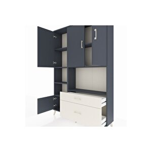 Arges Dolap 7 Raflı 2 Çekmeceli 5 Kapaklı 132x30x195 Antrasit-antrasit/aytaşı