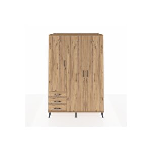 Kronos Dolap 6 Raflı 3 Çekmeceli Tek Askılı 132x59x195 Çam-çam/çam