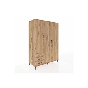 Kronos Dolap 6 Raflı 3 Çekmeceli Tek Askılı 132x59x195 Çam-çam/çam