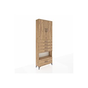 Arges Dolap 4 Raflı 5 Çekmeceli 2 Kapaklı 88x30x243 Çam-çam