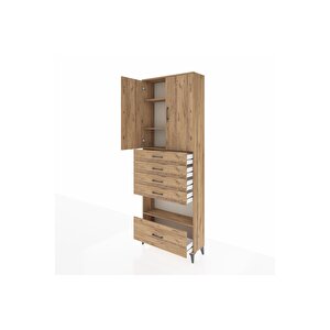 Arges Dolap 4 Raflı 5 Çekmeceli 2 Kapaklı 88x30x243 Çam-çam