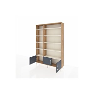 Arges Dolap 10 Raflı 3 Kapaklı 132x30x195 Çam-antrasit/aytaşı