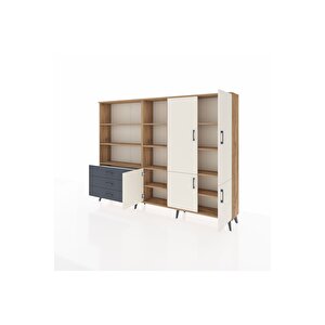 Arges Dolap 11 Raflı 3 Çekmeceli 5 Kapaklı 220x30x163 Çam-aytaşı/antrasit