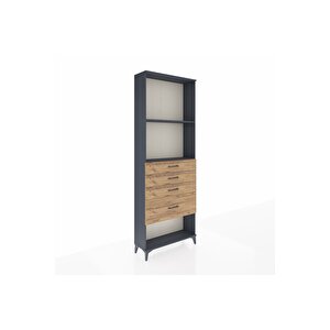 Arges Dolap 2 Raflı 4 Çekmeceli 88x30x243 Antrasit-çam