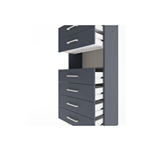 Arges Dolap Tek Raflı 6 Çekmeceli 60x30x134 Antrasit-antrasit