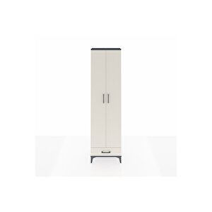 Arges Dolap 3 Raflı Tek Çekmeceli Tek Askılı 60x30x221 Antrasit-aytaşı