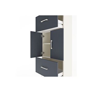 Arges Dolap 2 Raflı 2 Çekmeceli 2 Kapaklı 60x30x134 Aytaşı-antrasit