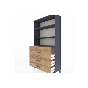 Arges Dolap 3 Raflı 3 Çekmeceli 88x30x163 Antrasit-çam
