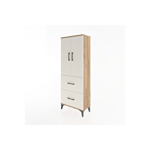 Arges Dolap 3 Raflı 2 Çekmeceli 2 Kapaklı 60x30x163 Çam-aytaşı