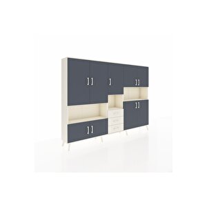 Arges Dolap 13 Raflı 3 Çekmeceli 9 Kapaklı 220x30x163 Aytaşı-antrasit/aytaşı