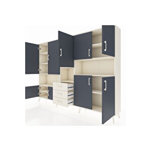 Arges Dolap 13 Raflı 3 Çekmeceli 9 Kapaklı 220x30x163 Aytaşı-antrasit/aytaşı