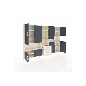 Arges Dolap 13 Raflı 3 Çekmeceli 9 Kapaklı 220x30x163 Aytaşı-antrasit/aytaşı