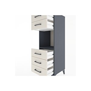 Hyperion Dolap Tek Raflı 5 Çekmeceli 44x44x134 Antrasit-aytaşı