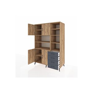 Kronos Dolap 9 Raflı 4 Çekmeceli 4 Kapaklı 132x59x195 Çam-çam/antrasit