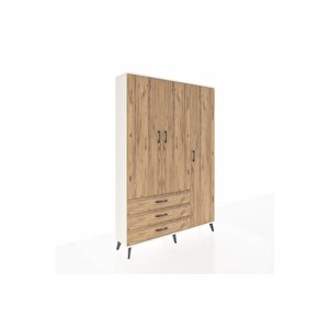 Arges Gardrop 6 Raflı 3 Çekmeceli Tek Askılı 132x30x195 Aytaşı-çam