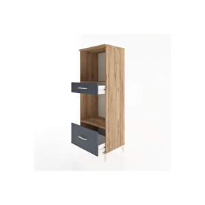 Hyperion Dolap 2 Raflı 2 Çekmeceli 60x44x163 Çam-antrasit