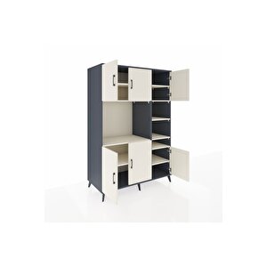 Kronos Dolap 10 Raflı 6 Kapaklı 132x59x195 Antrasit-aytaşı/aytaşı