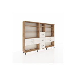 Arges Dolap 8 Raflı 7 Çekmeceli  220x30x163 Çam-çam/aytaşı