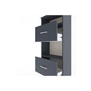Arges Dolap 2 Raflı 2 Çekmeceli 60x30x134 Antrasit-antrasit