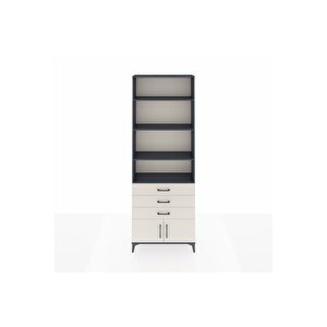 Arges Dolap 4 Raflı 3 Çekmeceli 2 Kapaklı 88x30x243 Antrasit-aytaşı