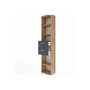 Arges Dolap 4 Raflı 2 Çekmeceli 44x30x221 Çam-antrasit