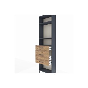 Arges Dolap 3 Raflı 3 Çekmeceli 60x30x221 Antrasit-çam
