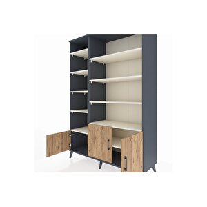 Hyperion Dolap 10 Raflı 3 Kapaklı 132x44x195 Antrasit-çam/aytaşı