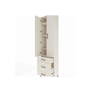 Arges Dolap 4 Raflı 3 Çekmeceli 2 Kapaklı 60x30x221 Aytaşı-aytaşı