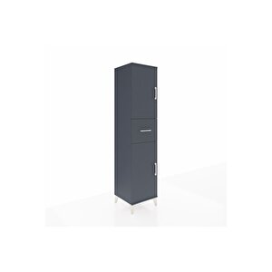 Hyperion Dolap 3 Raflı Tek Çekmeceli 2 Kapaklı 44x44x195 Antrasit-antrasit