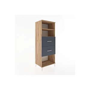 Hyperion Dolap 2 Raflı 2 Çekmeceli 60x44x163 Çam-antrasit