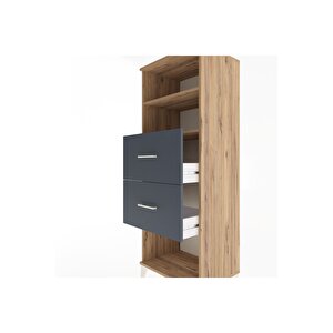Hyperion Dolap 2 Raflı 2 Çekmeceli 60x44x163 Çam-antrasit